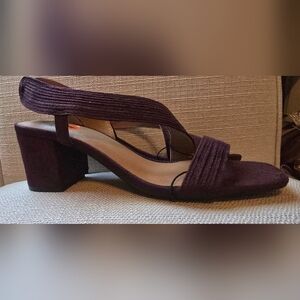 White Mountain Deep Purple Block Heel Sandals